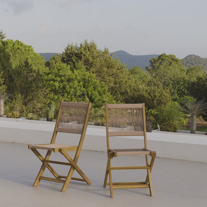 Cove Rope Folding Garden Chairs - Set of 2 - White Acacia