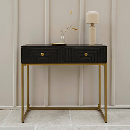 Rayna 2 Drawer Console Table - Jet Black - Laura James