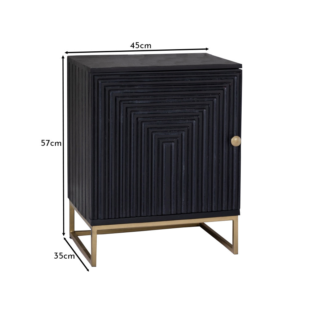 Rayna Bedside Table - Jet Black - Laura James