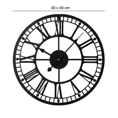 Riseley 40cm Metal Skeleton Wall Clock - Black - Laura James