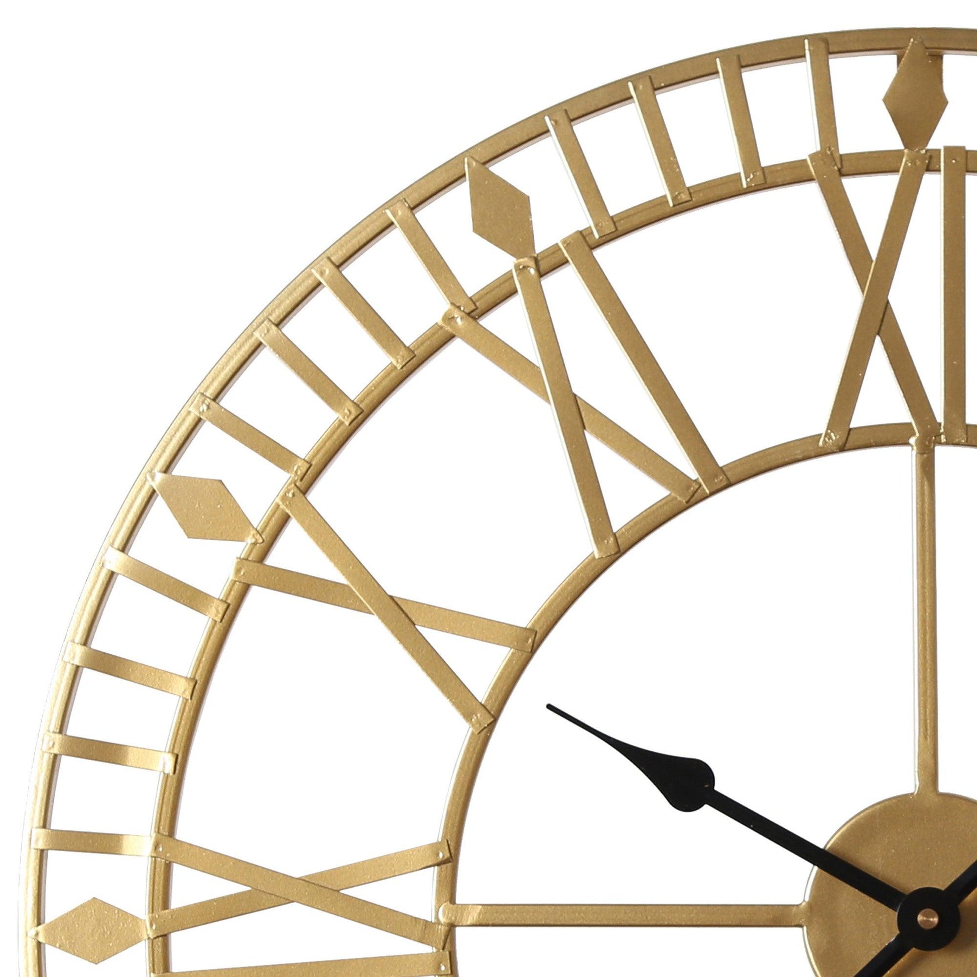 Riseley 60cm Metal Skeleton Wall Clock - Gold - Laura James