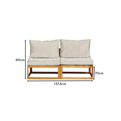 Rowan 2 Seater Wooden Garden Armless Sofa - Sand