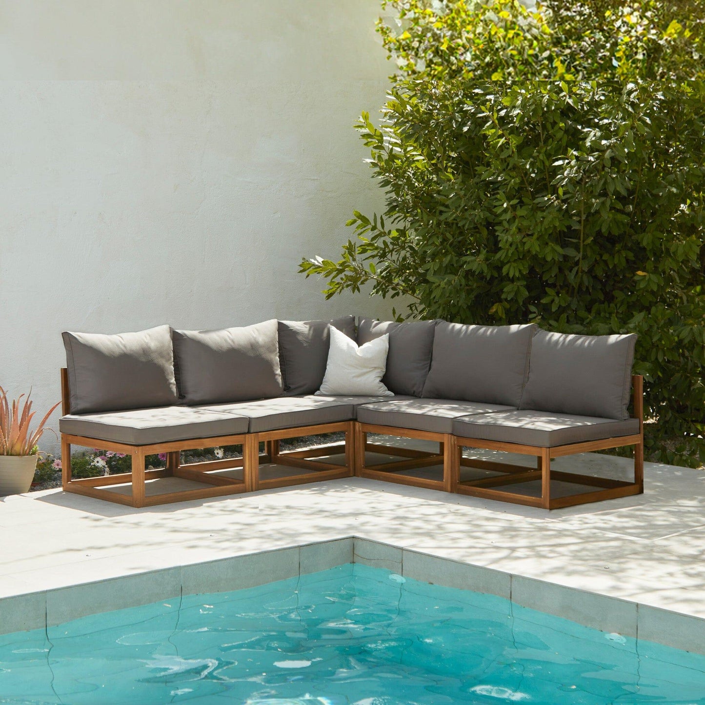 Rowan Grey 5 Seater Wooden Corner Sofa - Laura James