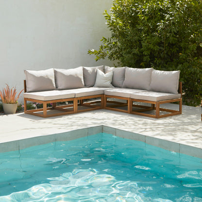 Rowan Natural 5 Seater Wooden Corner Sofa Set - Laura James