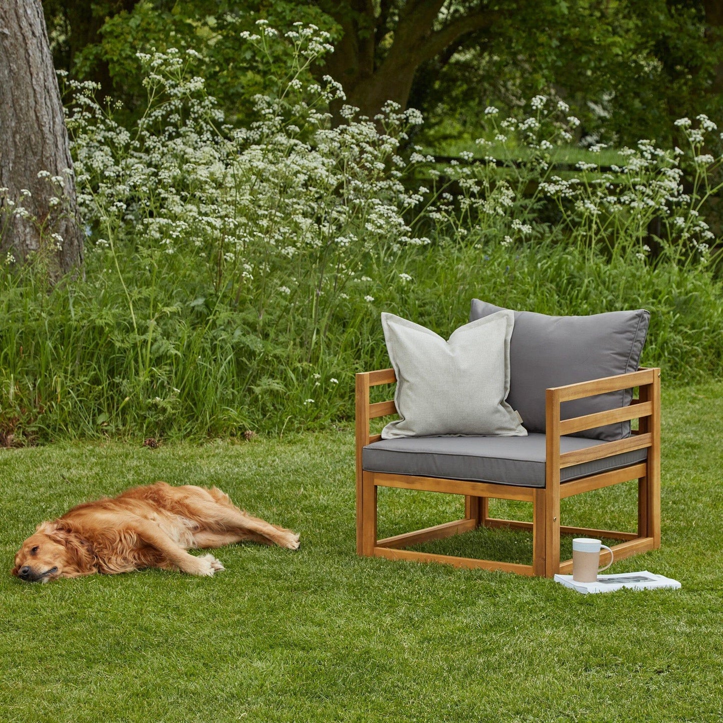 Rowan Outdoor Wooden Set with 2 Seater Sofa, 2 Armchairs and Coffee Table