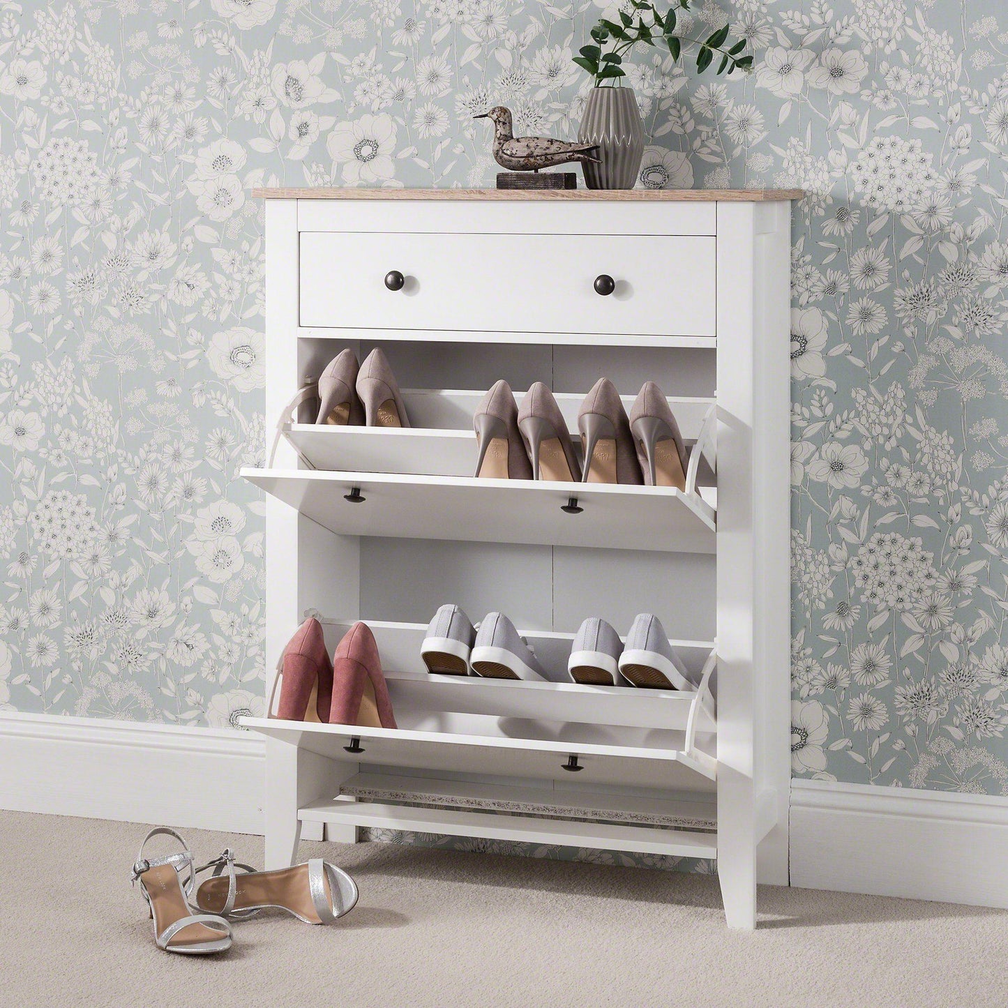 Shoe Cabinet Wooden Storage Cupboard - Laura James