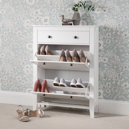 White Shoe Cabinet Storage Cupboard Wooden -  Laura James