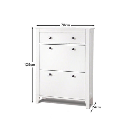 Sandhurst Shoe Cabinet - 3 Door - White