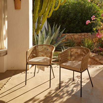 Hali 8 Seater Wooden Outdoor Dining Set with Hali Natural Chairs & Cream Lean Over Parasol - 235cm