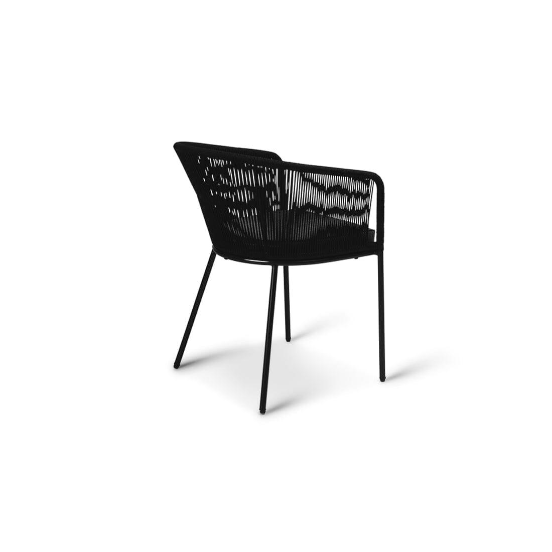 Shiro 6 seater wooden garden dining set with 6 hali black rope chairs and cream parasol- Laura James