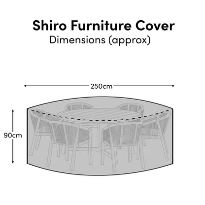 Round Rain Cover 250x250x90cm - Ashby 6 Seater with Ashby or Cove Chairs - Kemble 8 Seater - Shiro 6 Seater with Shiro, Nala or Hali Chairs