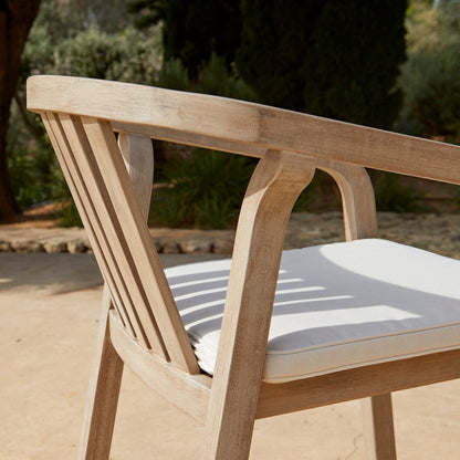 Shiro Wooden Round Garden Dining Table with 6 Shiro Chairs & Cushion Pads - 160cm - Laura James