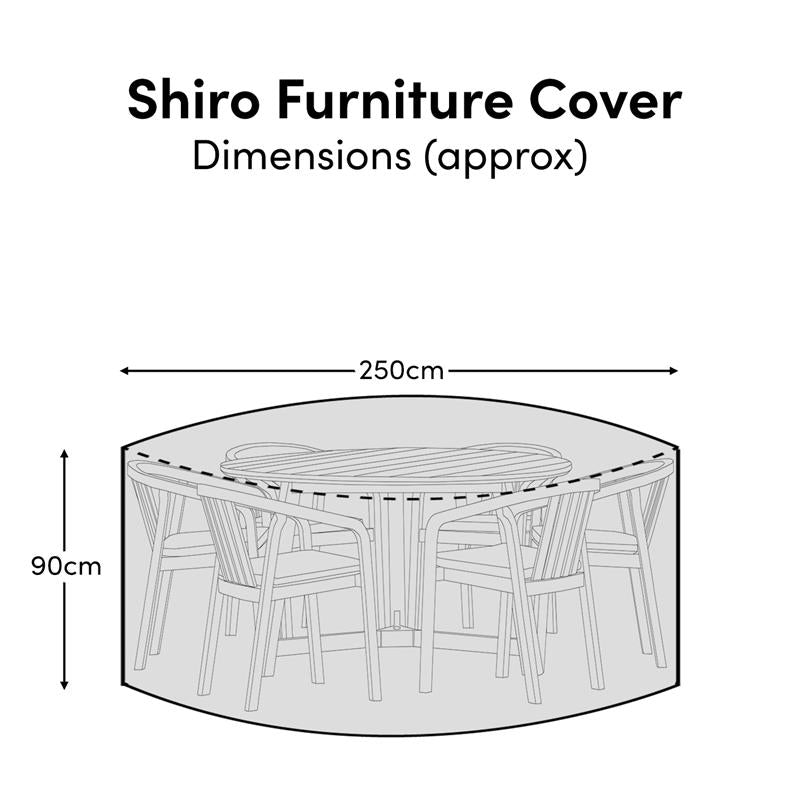 Round Rain Cover 250x250x90cm - Ashby 6 Seater with Ashby or Cove Chairs - Kemble 8 Seater - Shiro 6 Seater with Shiro, Nala or Hali Chairs