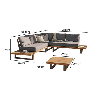 Shiva Grey Garden Corner Sofa Set with Cream Lean Over Parasol - Laura James