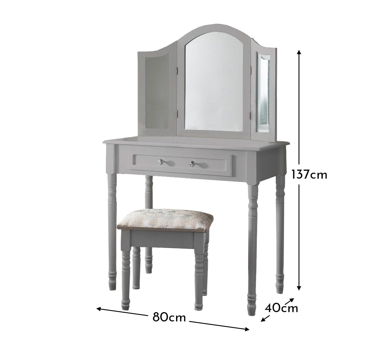 Sienna Grey Dressing Table with Mirror & Stool Laura James Ireland Sienna Grey Dressing Table with Mirror & Stool Laura James Ireland