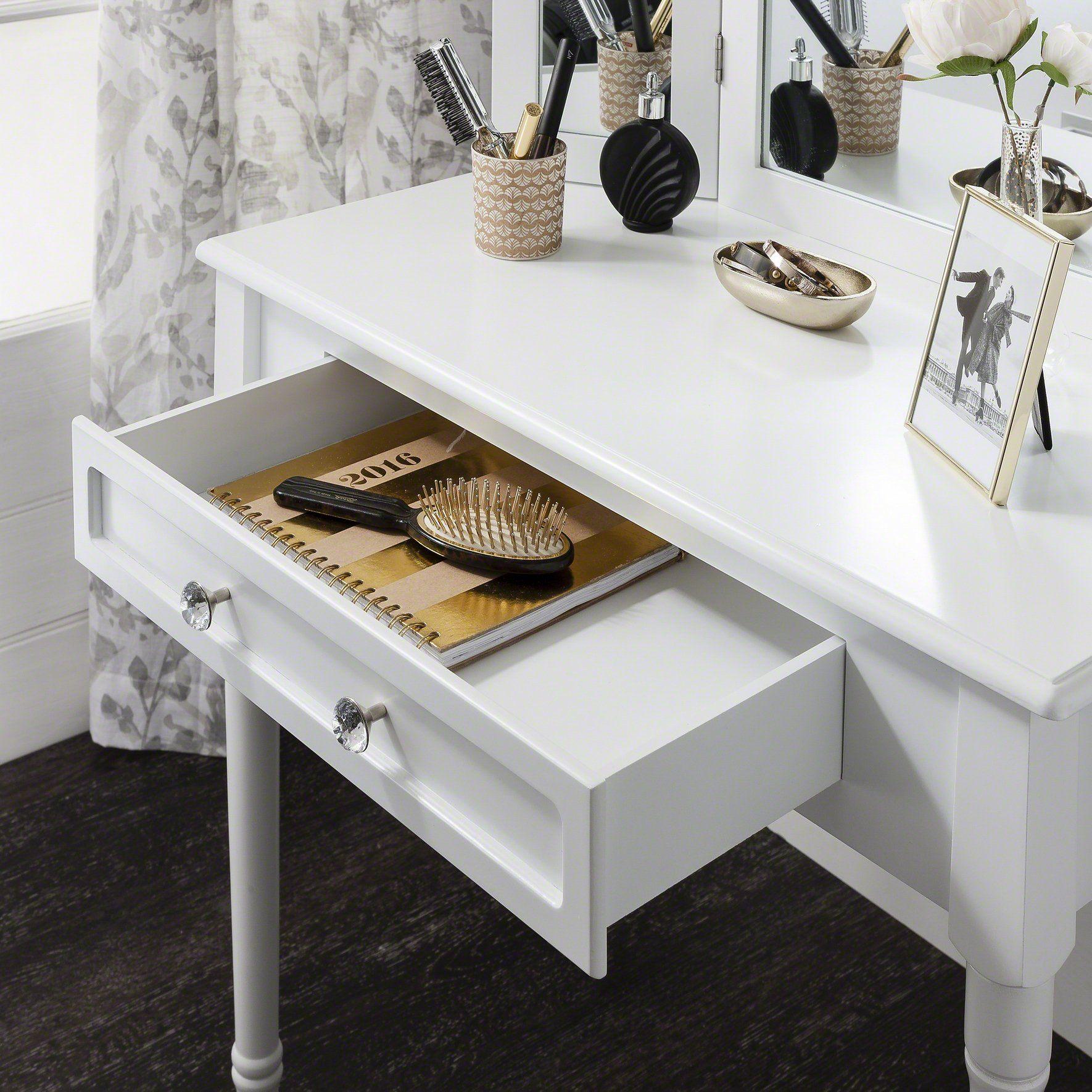 Sienna White Dressing Table with Mirror & Stool Laura James Ireland Sienna White Dressing Table with Mirror & Stool Laura James Ireland