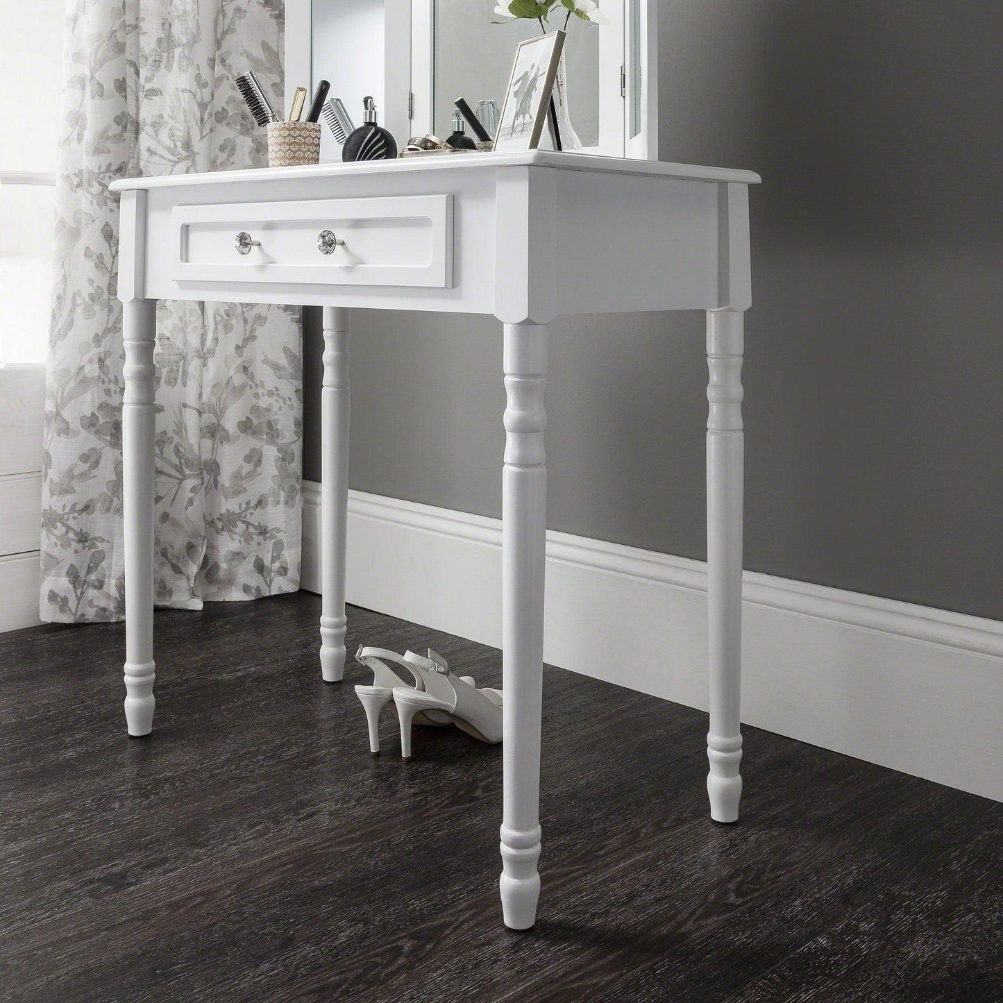 Sienna Dressing Table, Stool & Mirror Set - White Painted - Laura James