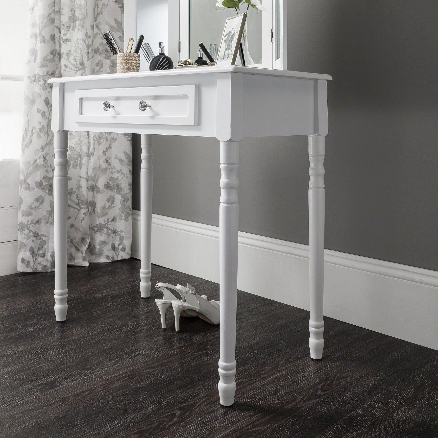 Sienna Dressing Table, Stool & Mirror Set - White Painted - Laura James
