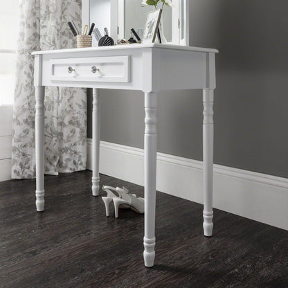 Sienna Dressing Table, Stool & Mirror Set - White Painted - Laura James
