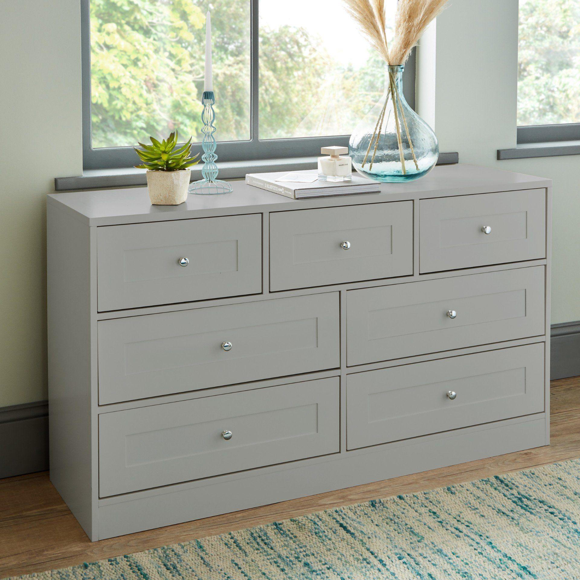 Stevie Chest of Drawers - 3 Over 4 Grey - Laura James