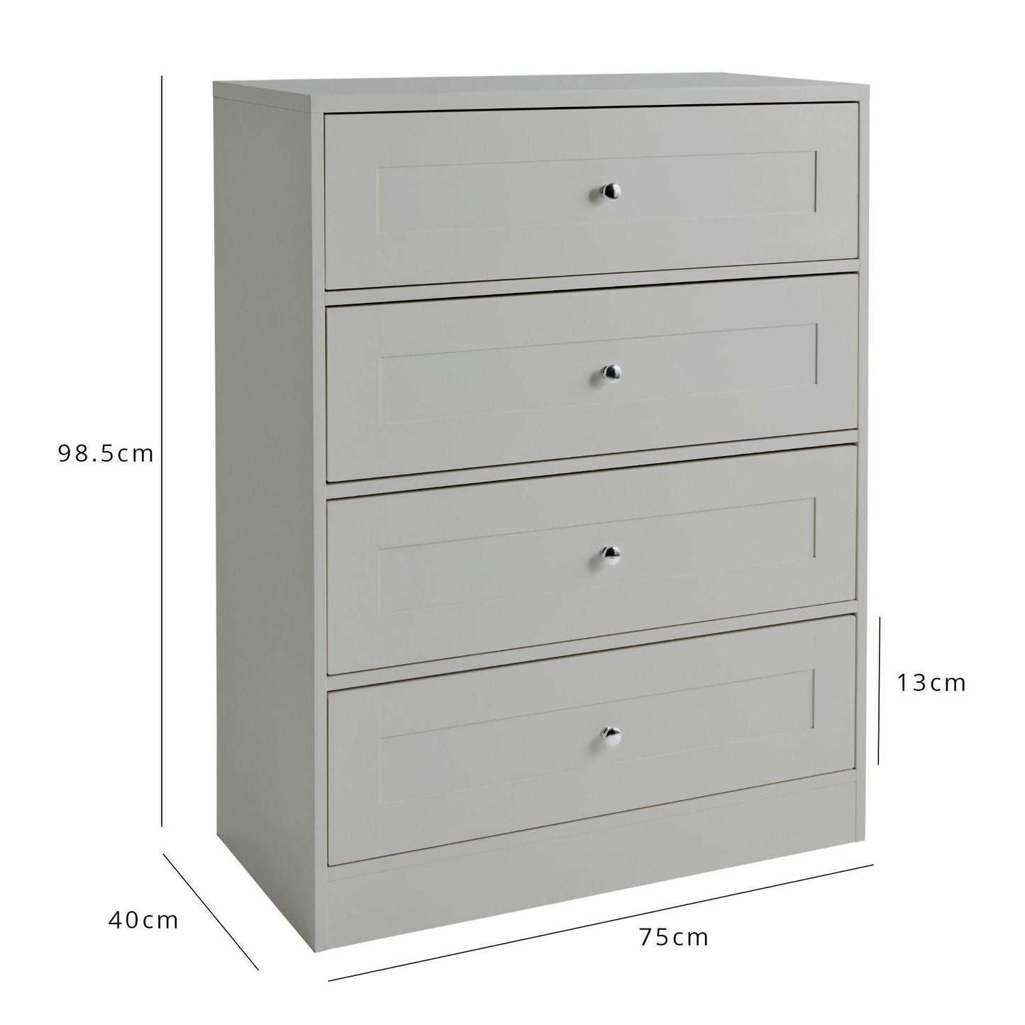 Stevie Chest of Drawers - 3 Over 4 Grey - Laura James