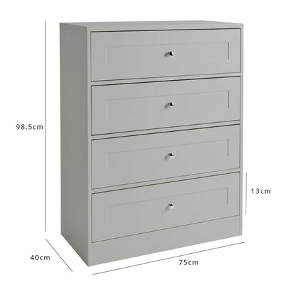 Stevie Chest of Drawers - 3 Over 4 Grey - Laura James