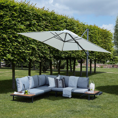 Thea Garden Corner Sofa Set with Cream Premium Parasol