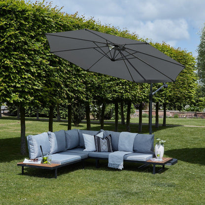 Thea Garden Corner Sofa Set with Grey Parasol