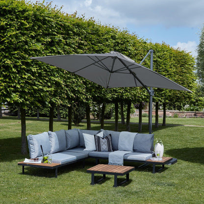 Thea Garden Corner Sofa Set with Grey Premium Parasol