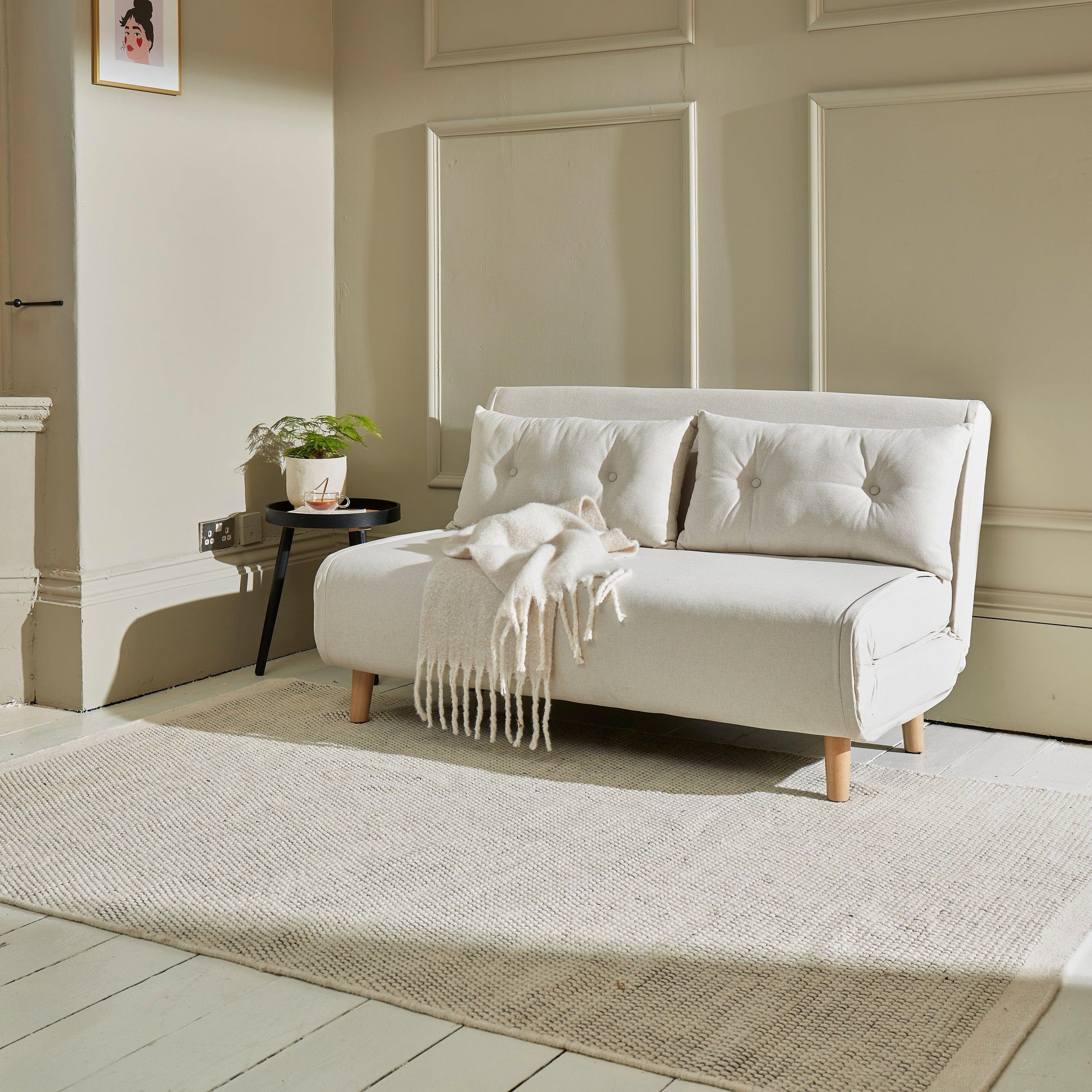 Una Oatmeal Beige Double Sofa Bed - Laura James