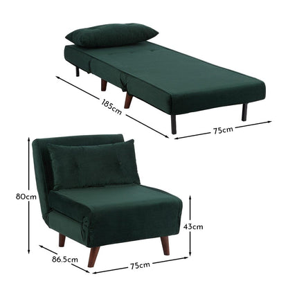 Una Single Sofa Bed - Green Velvet
