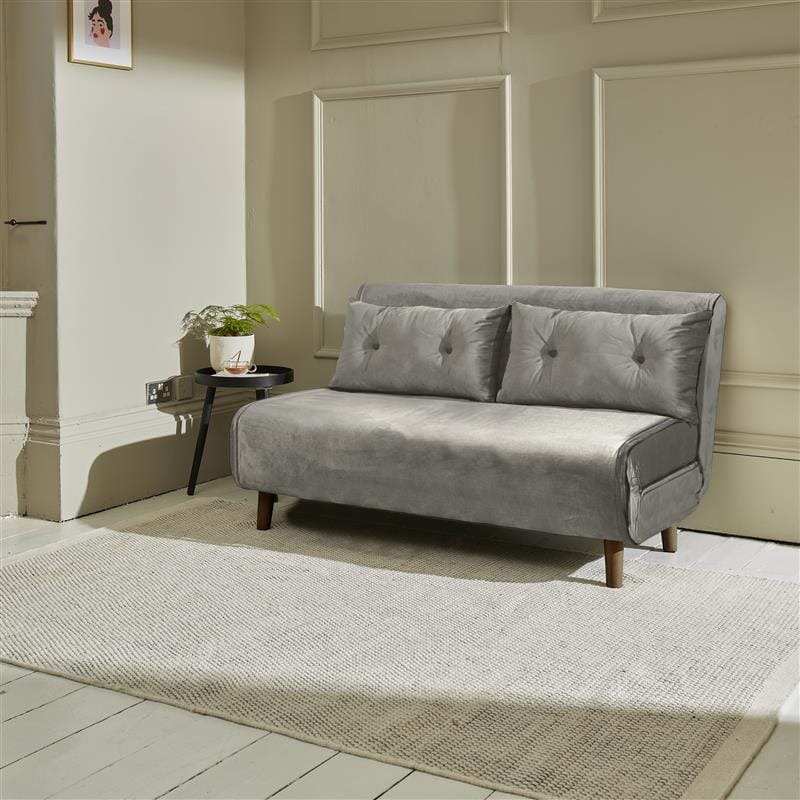 Una 2 Seater Double Sofa Bed - Grey Velvet