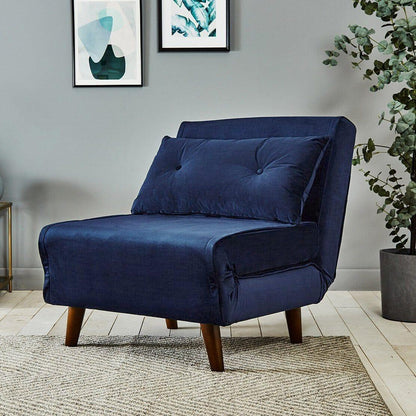 Una single sofa bed - blue - velvet - Laura James