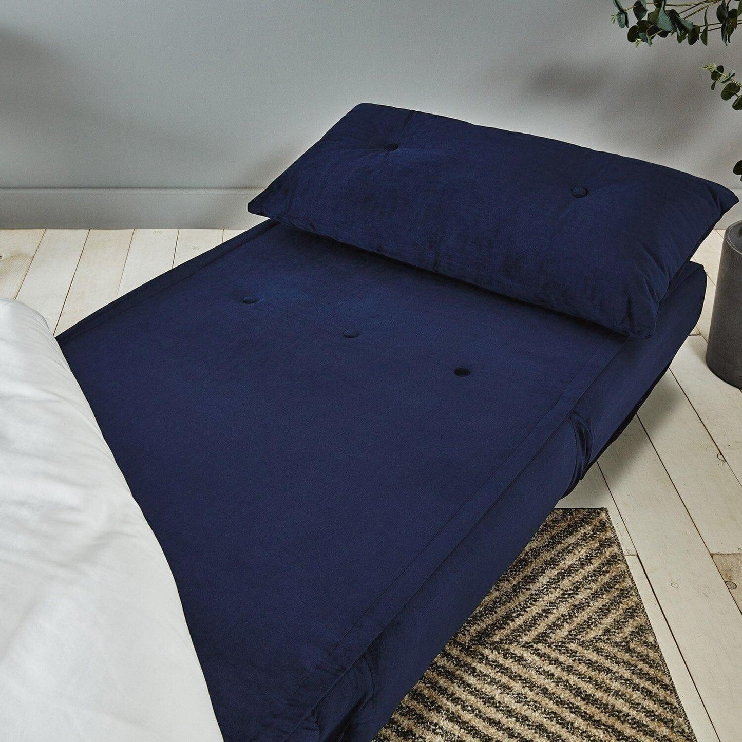 Una single sofa bed - blue - velvet - Laura James