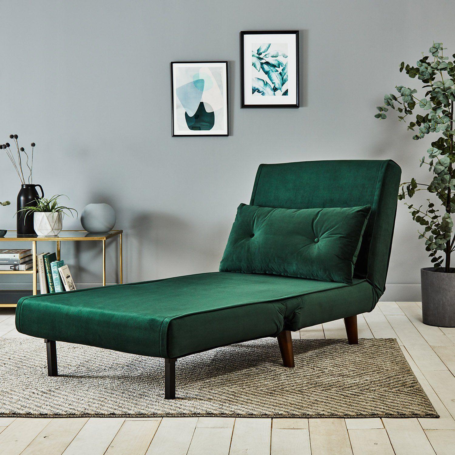 Una Green Velvet Single Sofa Bed Laura James Laura James Ireland