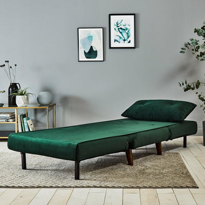 Una single sofa bed - green - velvet - Laura James