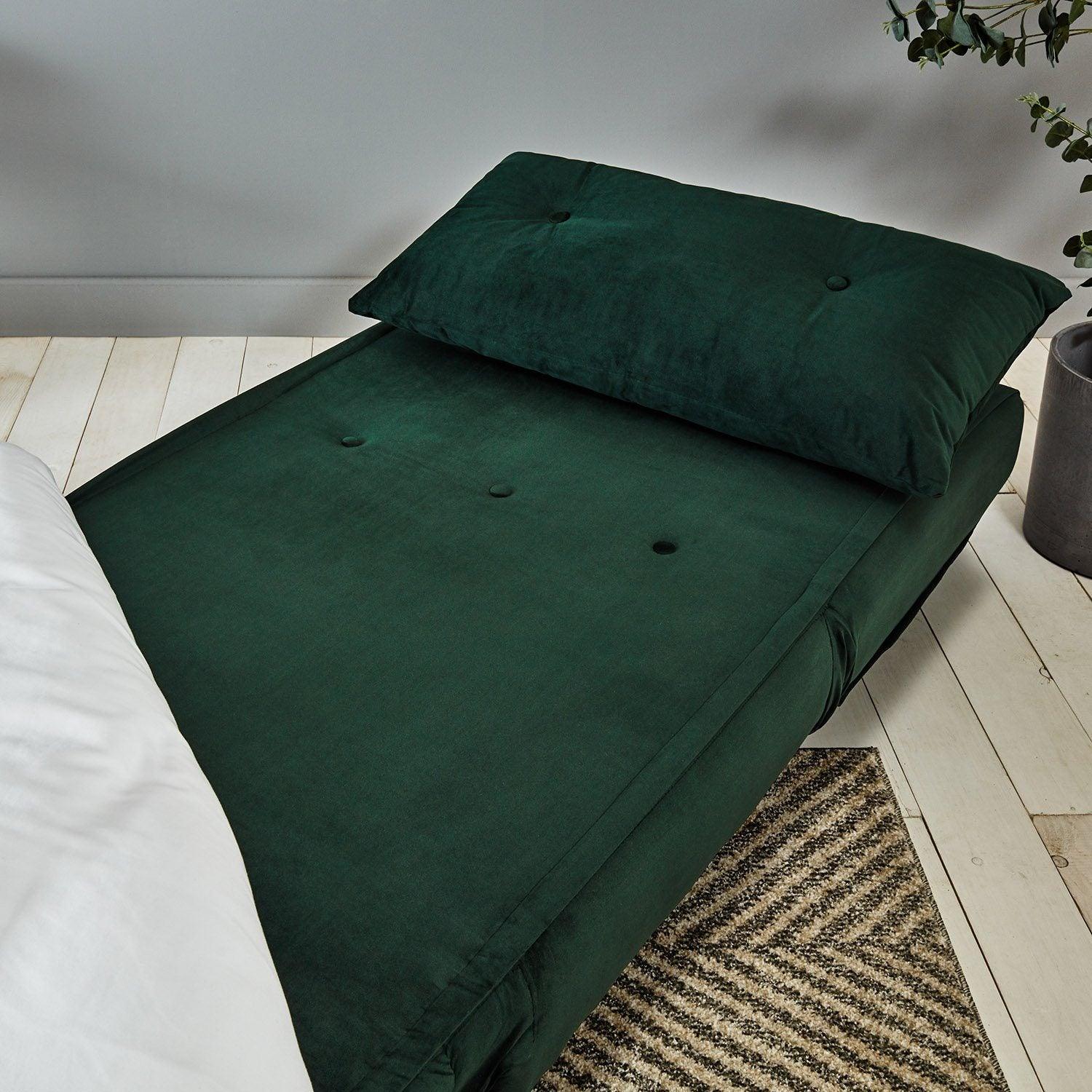 Una single sofa bed - green - velvet - Laura James