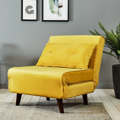 Una single sofa bed - yellow - velvet - Laura James