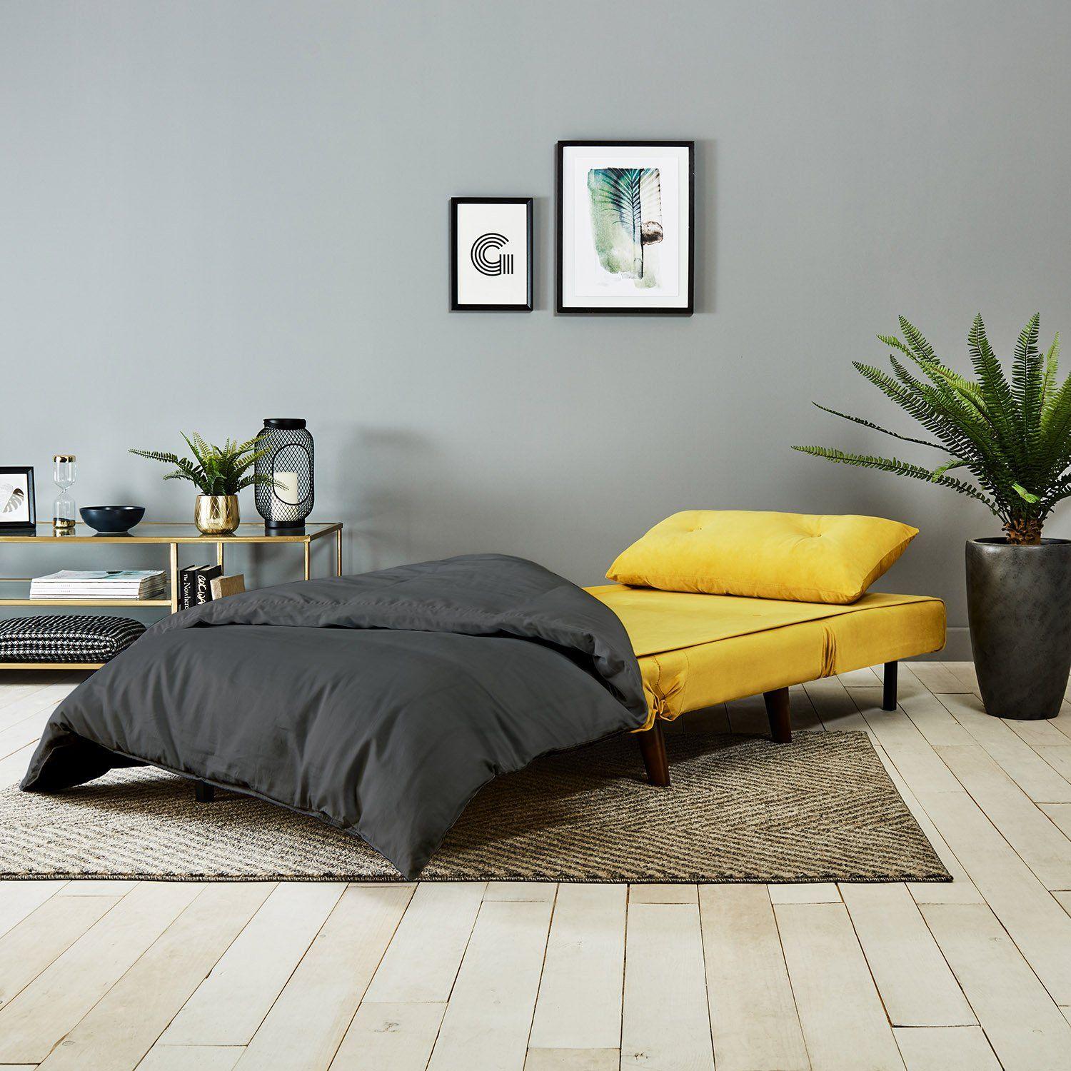 Una single sofa bed - yellow - velvet - Laura James