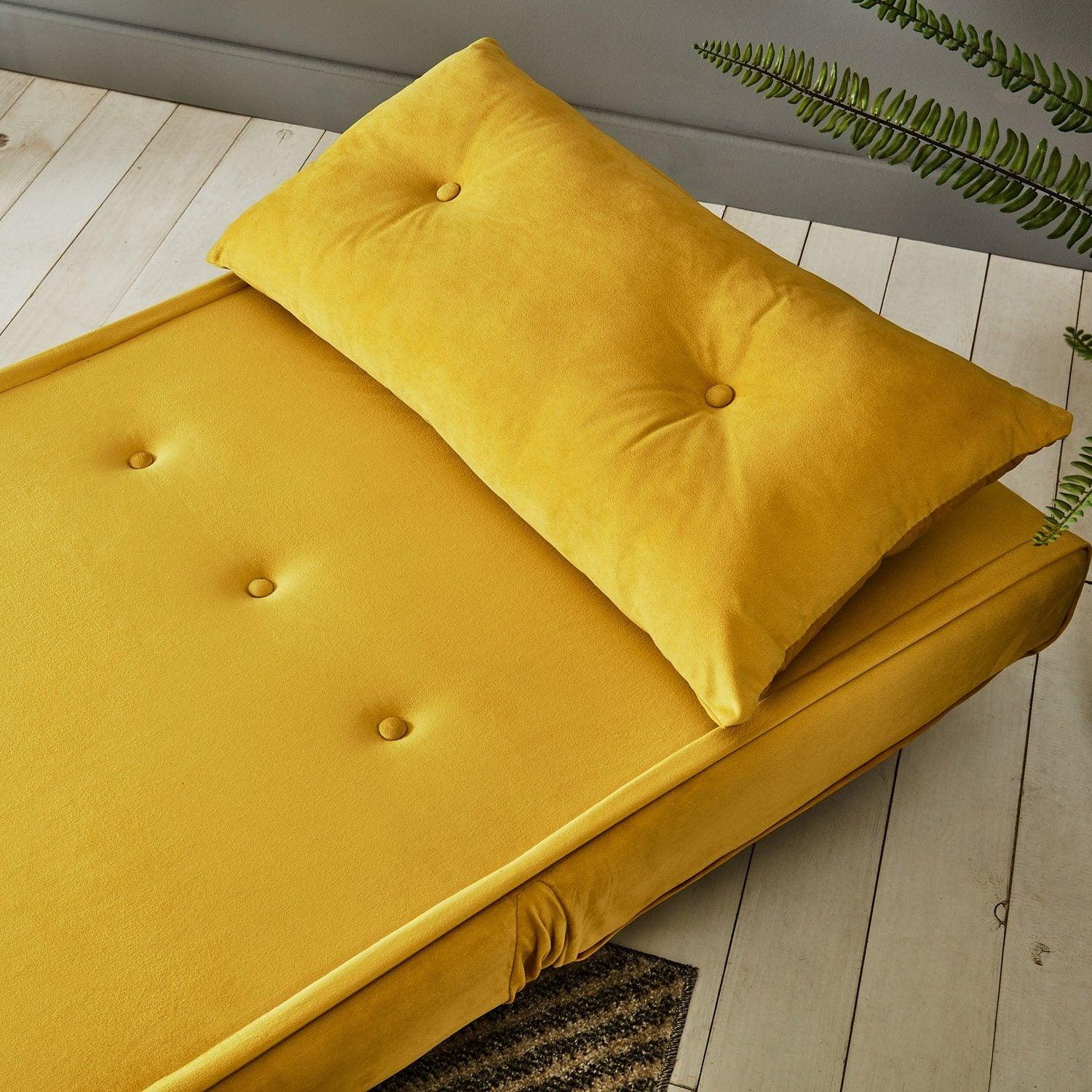 Una single sofa bed - yellow - velvet - Laura James