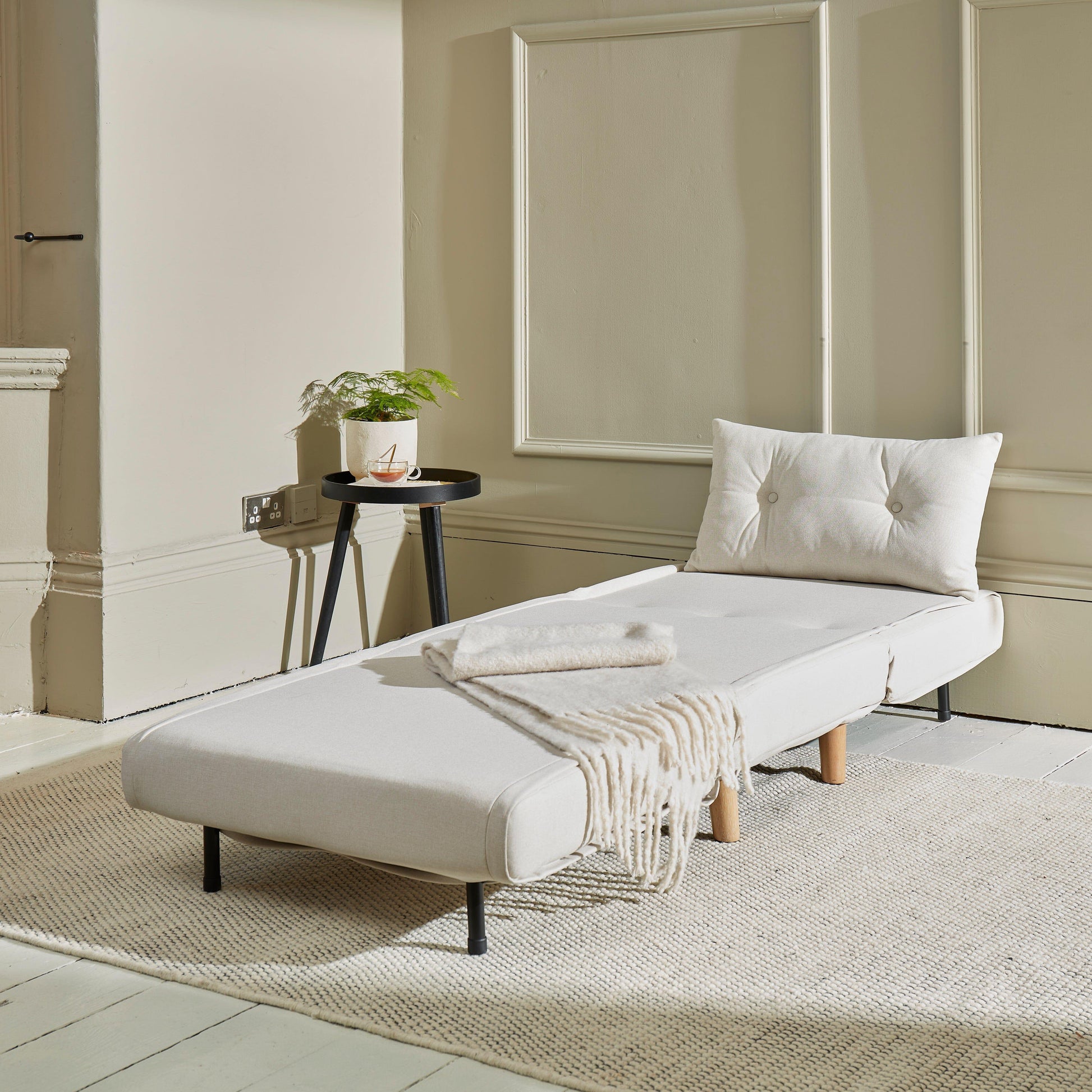 Una Oatmeal Cream Single Sofa Bed - Laura James