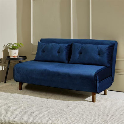 Una 2 Seater Double Sofa Bed - Blue Velvet