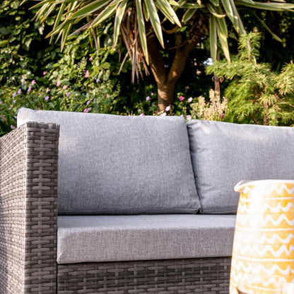 Weston 4 Seater Rattan Corner Sofa Garden Set With Polywood Top - Grey Weave