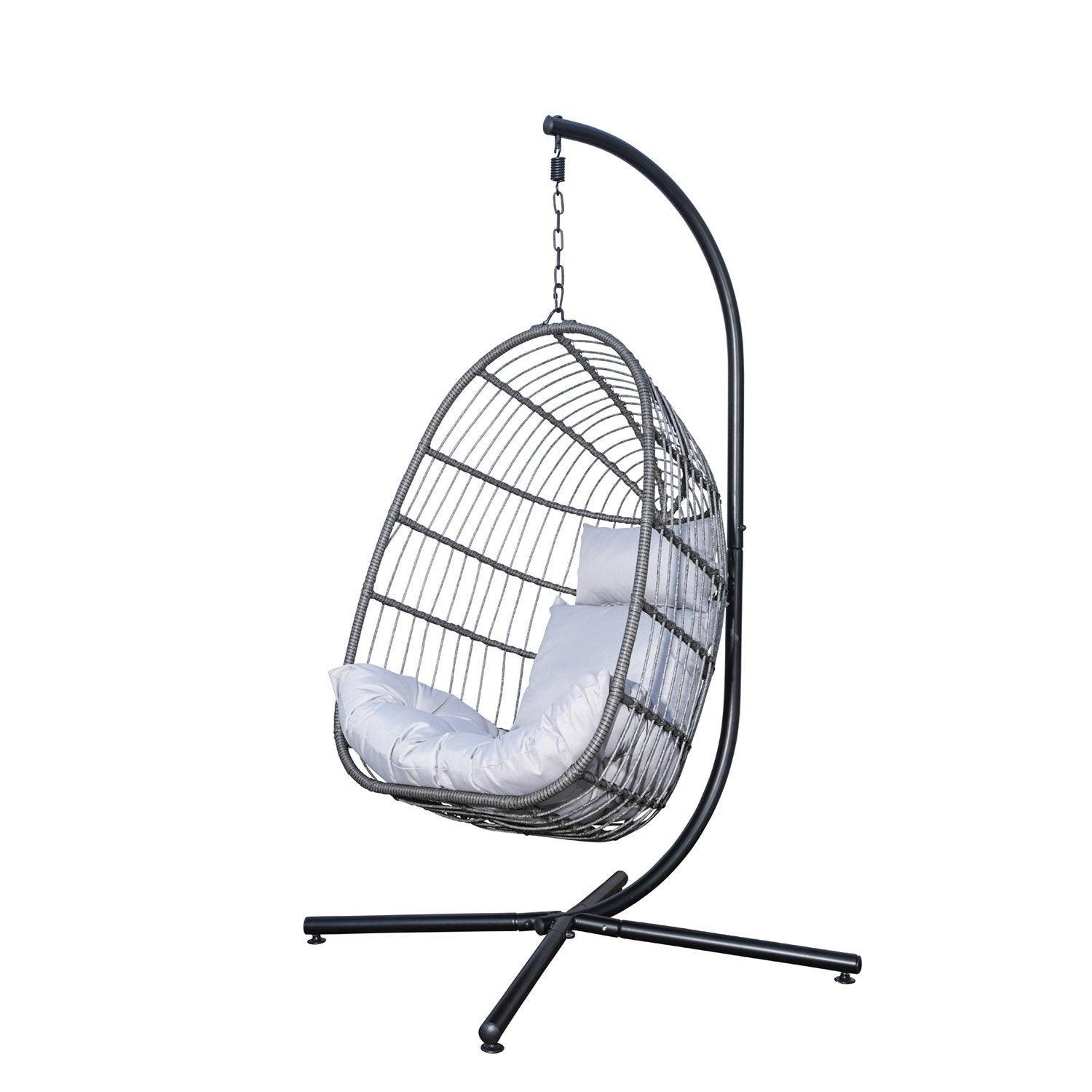 Wick hanging egg chair - dark grey rattan - Laura James