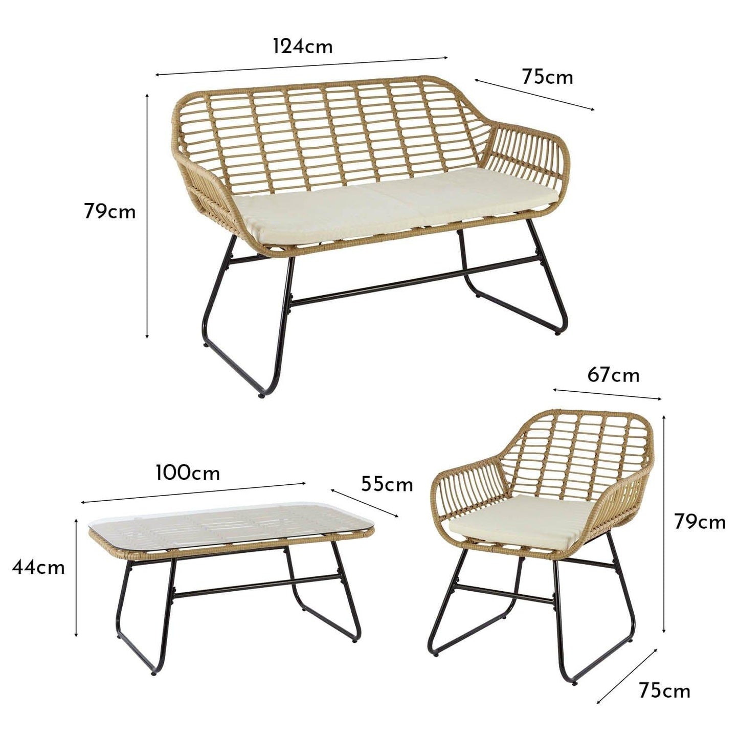 Rattan Sofa Set - outdoor furniture - Natural - Laura James