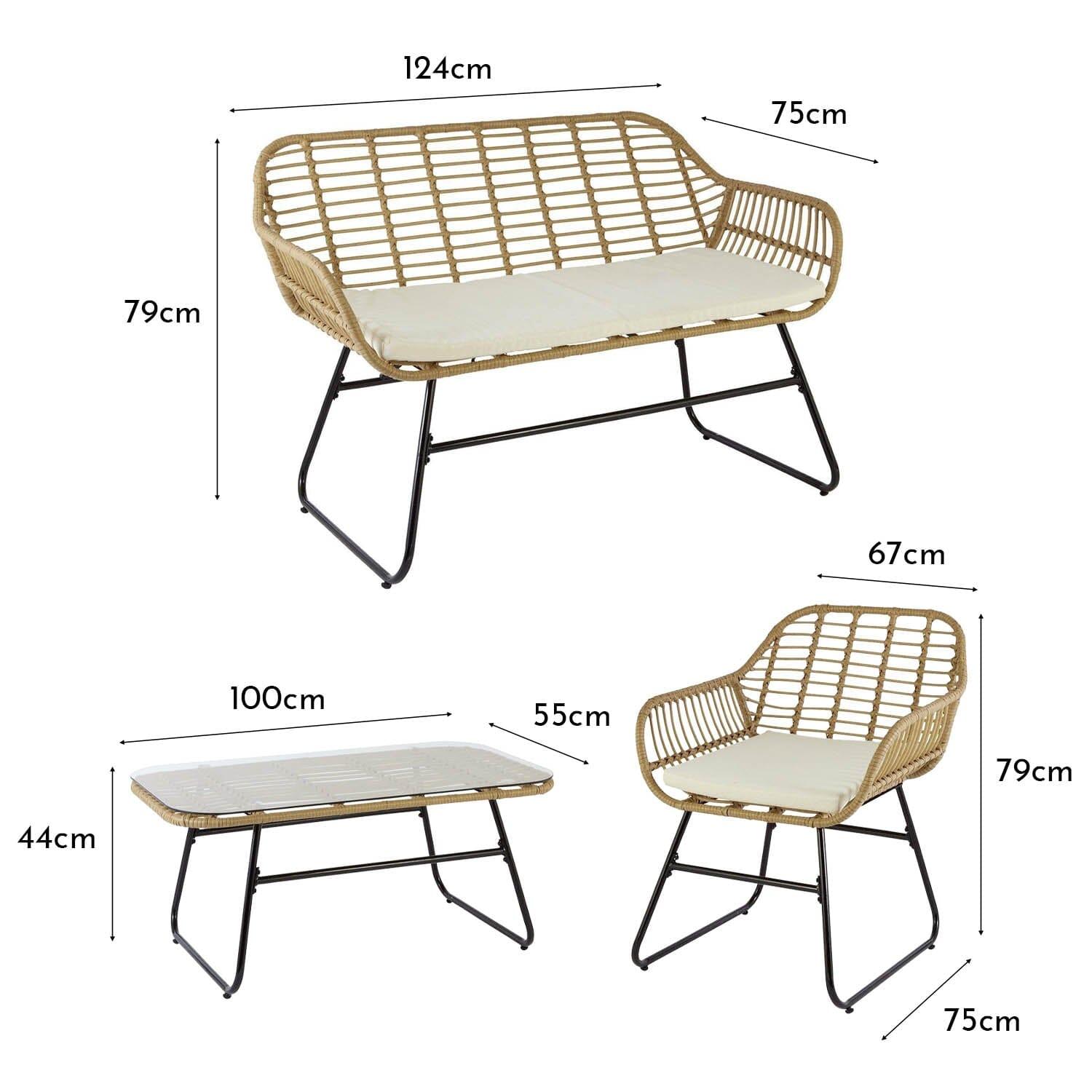 Rattan Sofa Set - outdoor furniture - Natural - Laura James