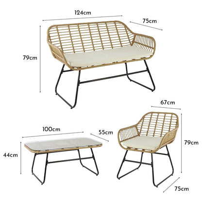 Rattan Sofa Set - outdoor furniture - Natural - Laura James