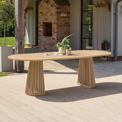 Willow 8 Seater White Acacia Oval Garden Dining Set with Cove Pink Rope Chairs