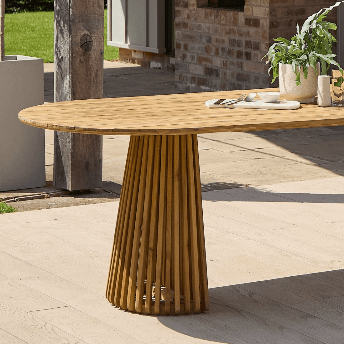 Willow Natural Wood Oval Garden Dining Table - Laura James