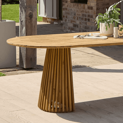 Willow Natural Wood Oval Garden Dining Table - Laura James